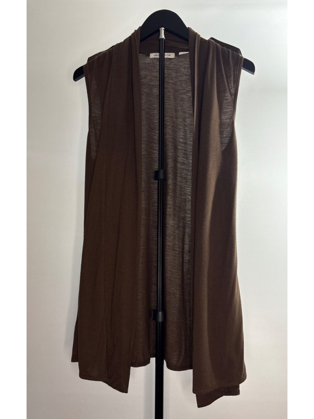 Liz Claiborne Women's Sleeveless Brown Draped Open Cardigan Vest Women’s Size M - Picture 6 of 11